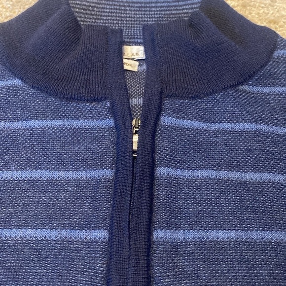 Peter Millar Made in Italy Merino Wool Quarter Zip L/S Navy Stripe Sweater XL - Picture 3 of 8